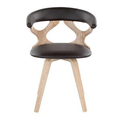 Mid Century Modern Swivel Dining Chair dark brown faux leather seat with natural wood legs on Tampa Home & Garden Store