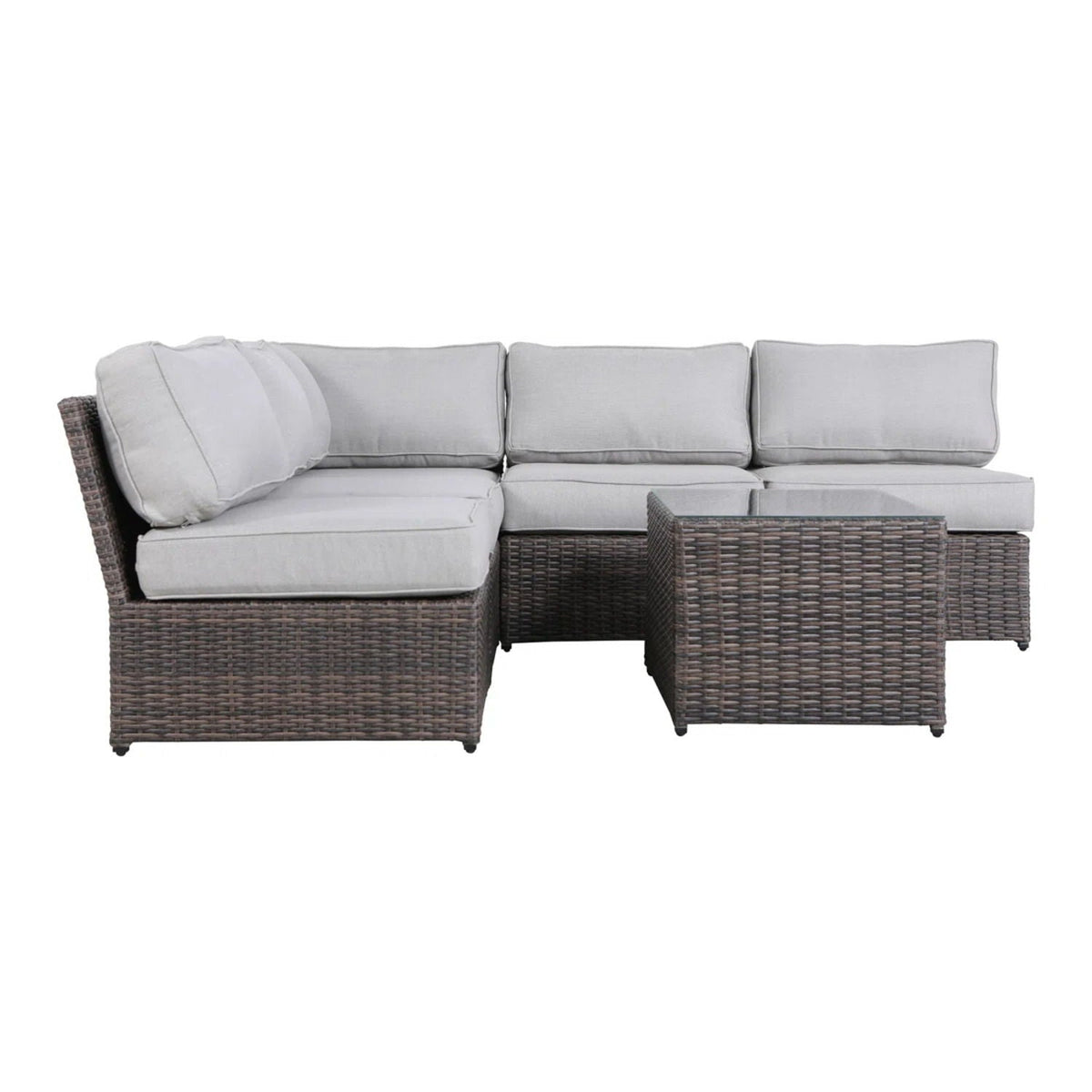 Patio Rattan sectional set with cushions, 2-piece brown wicker includes coffee table on Tampa Home & Garden Store