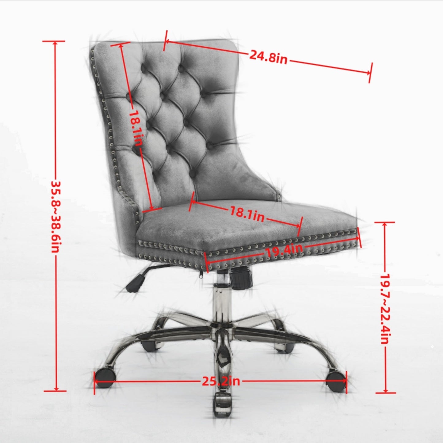 Office chair modern velvet tufted purple by HouseOfZazla with nailhead trim and five-caster base on Tampa Home & Garden Store