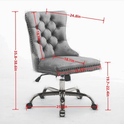 Office chair modern velvet tufted purple by HouseOfZazla with nailhead trim and five-caster base on Tampa Home & Garden Store