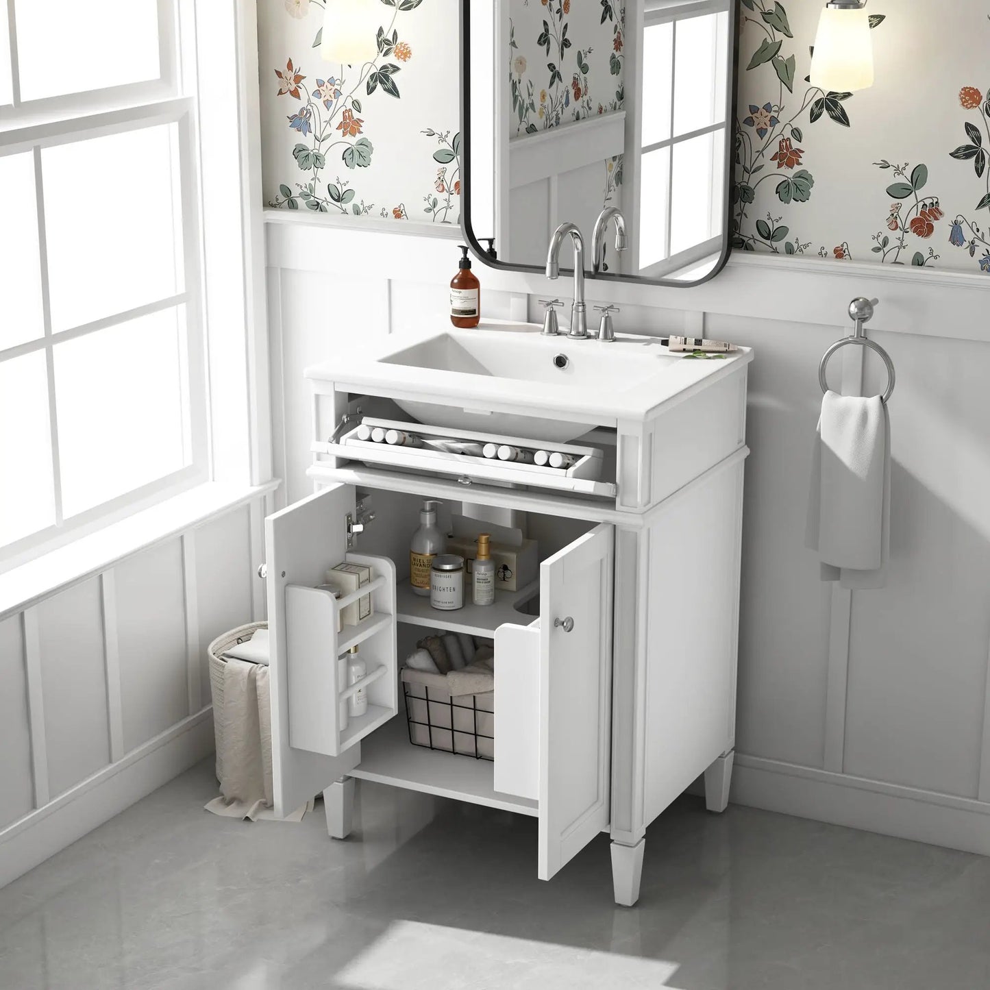 Bathroom Vanity With 2 Doors and Tip Out Drawer