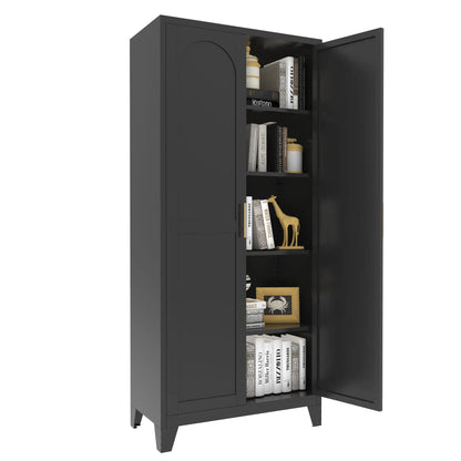 Shapely Doors Cabinet metal cabinet with doors and adjustable shelves open with books decor on Tampa Home & Garden Store