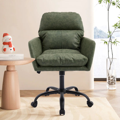 Green upholstered office chair with adjustable height, ergonomic swivel design, 5-star base on Tampa Home & Garden Store