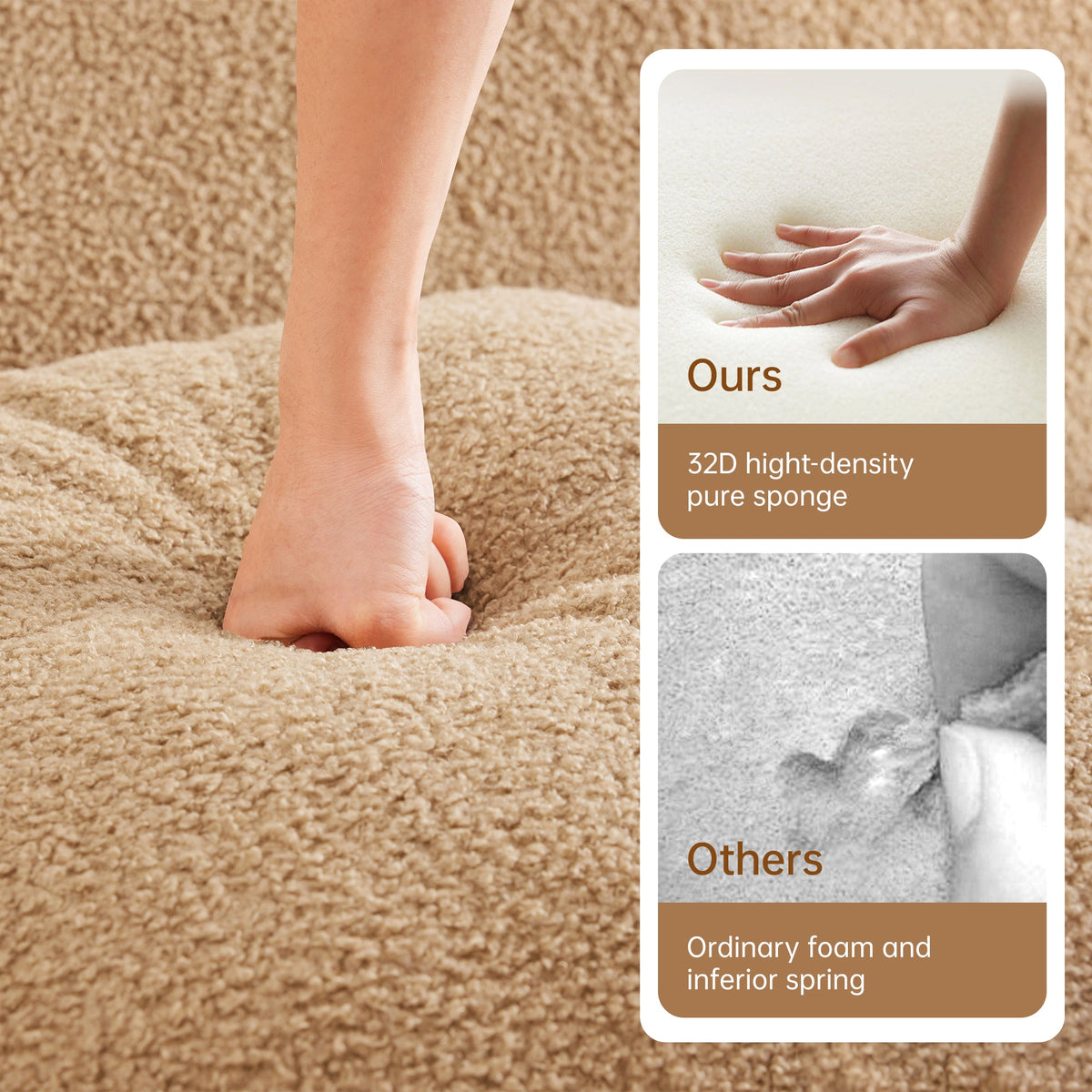 Soft Teddy Fabric and Modern Boneless Sofa