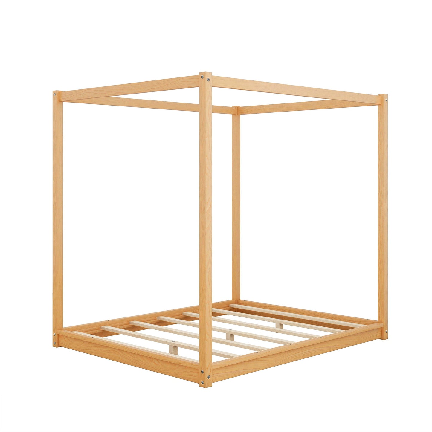 Wood canopy platform bed frame with airflow slats and support legs HouseOfZazla on Tampa Home & Garden Store
