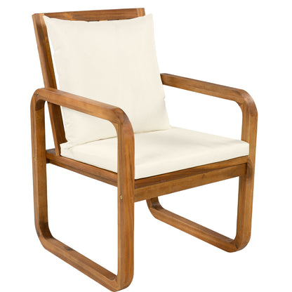 7 Piece Patio Dining Set outdoor chair by HouseOfZazla with cream cushions and wood frame on Tampa Home & Garden Store