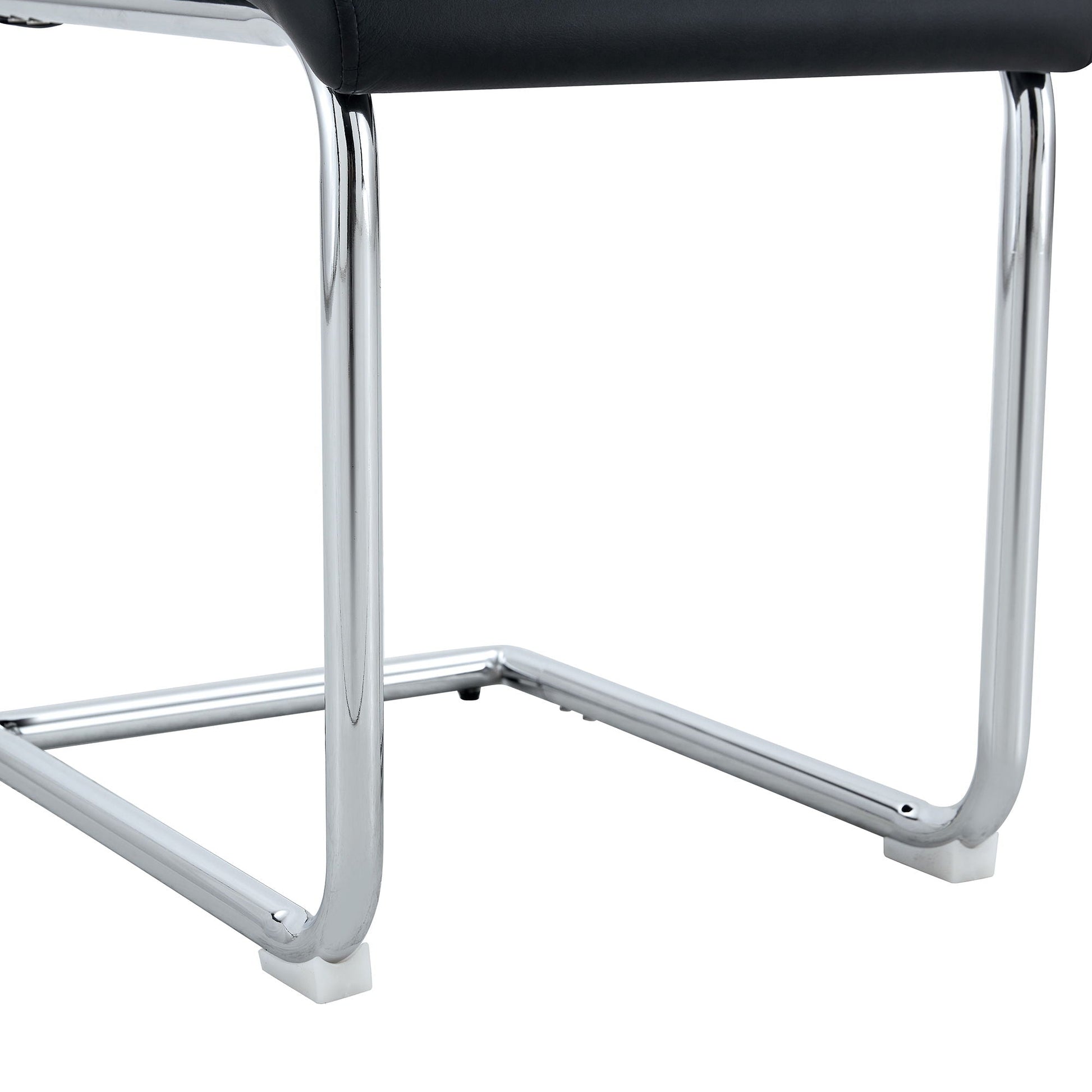Modern dining chair set by HouseOfZazla with chrome legs and black upholstery on Tampa Home & Garden Store