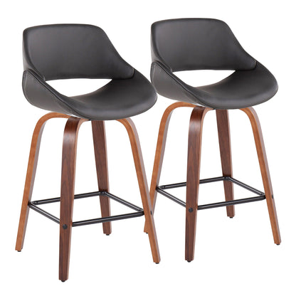 Fabrico counter stools, black faux leather, curved wood legs, set of 2 on Tampa Home & Garden Store