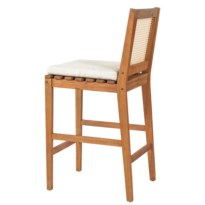 Kirkby Acacia Wood Outdoor Barstool with Cushion