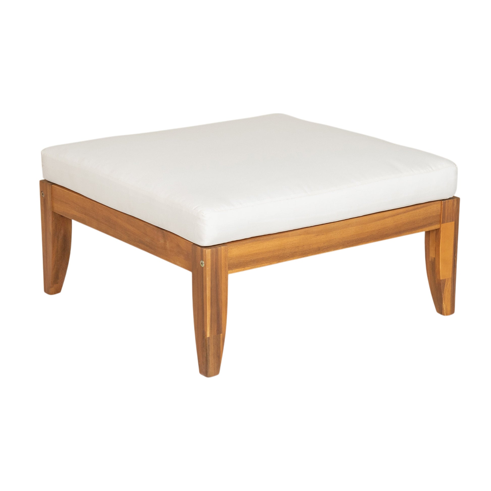 6-piece acacia wood outdoor modular sectional with daybed and tea table, white cushion on Tampa Home & Garden Store