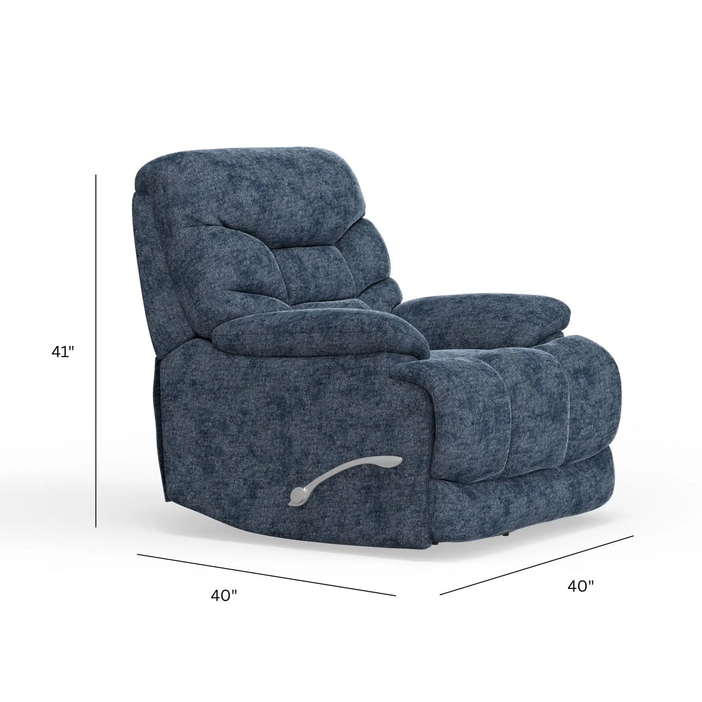 Swivel glider recliner chair in blue textured fabric with lever Unique Piece Furniture on Tampa Home & Garden Store