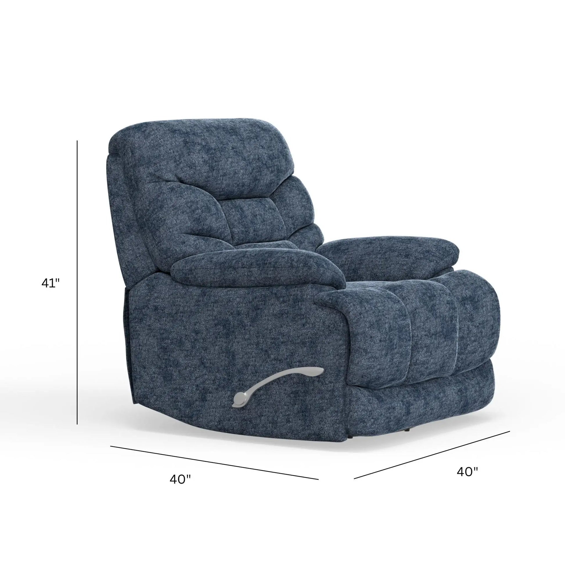 Swivel glider recliner chair in blue textured fabric with lever Unique Piece Furniture on Tampa Home & Garden Store