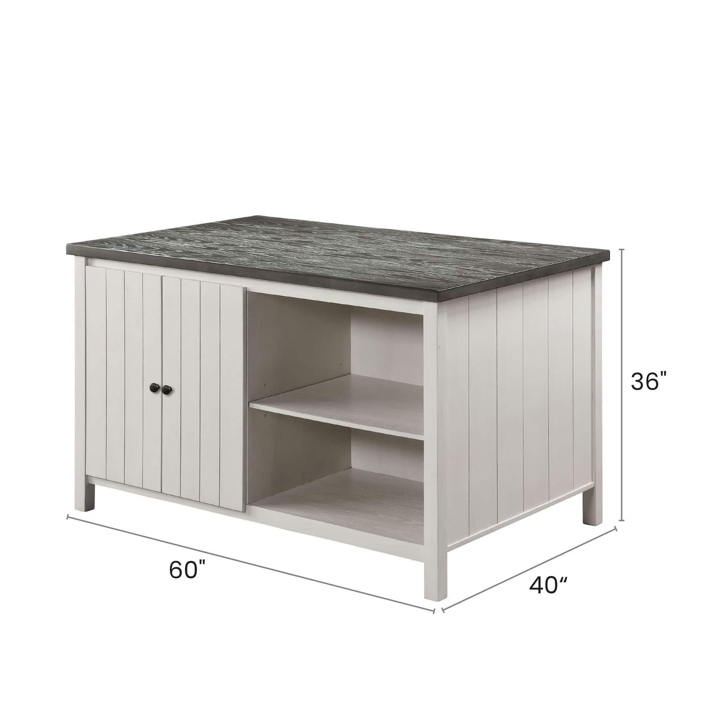 Counter height dining table with storage cabinet base; dark gray top, off-white base on Tampa Home & Garden Store