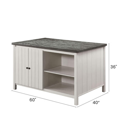 Counter height dining table with storage cabinet base; dark gray top, off-white base on Tampa Home & Garden Store