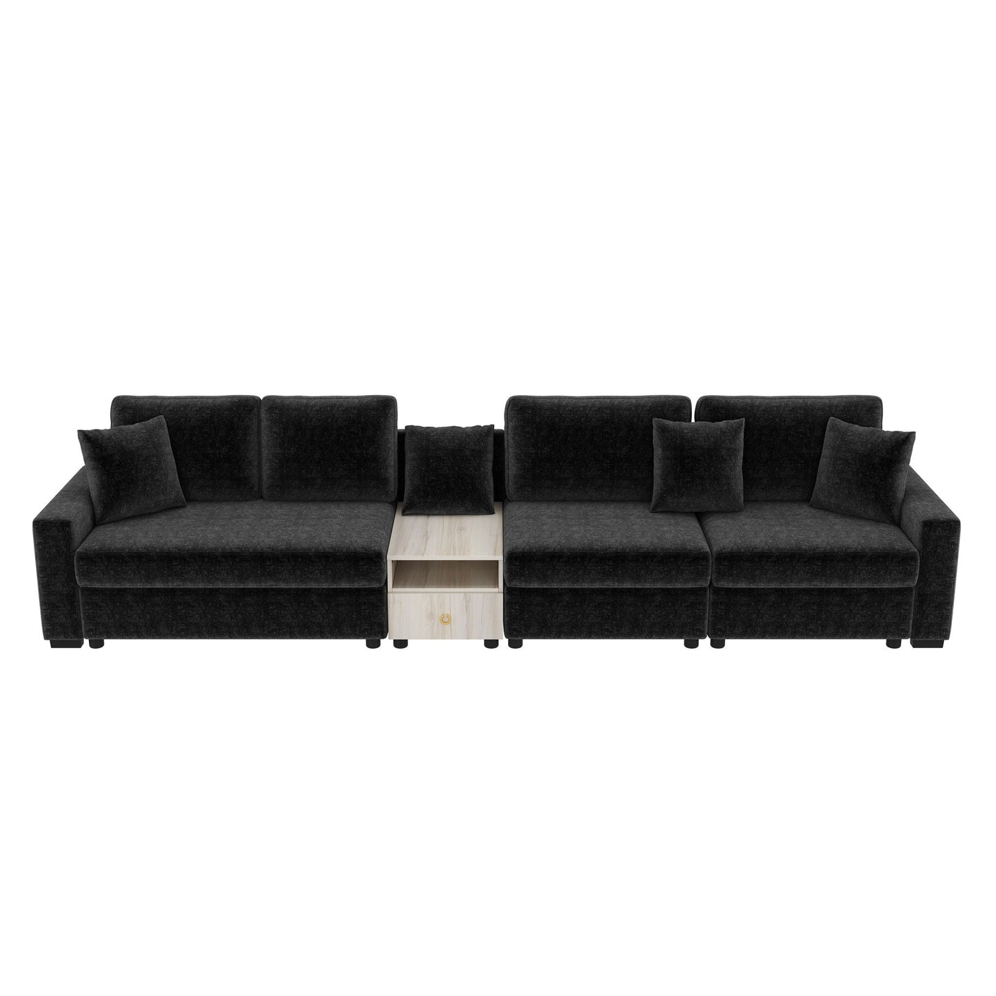 Modular sofa couch with storage armrest and center console in dark charcoal by HouseOfZazla on Tampa Home & Garden Store
