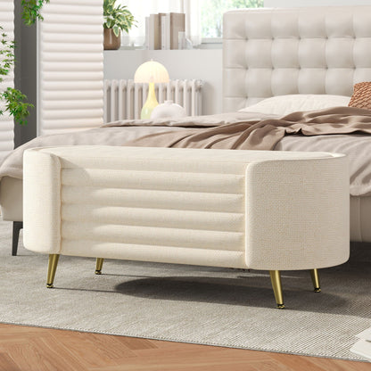 Contemporary Oval Upholstered Storage Ottoman