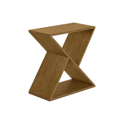 Accent Side Table by Unique Piece Furniture in warm oak wood with crisscross X-frame design on Tampa Home & Garden Store