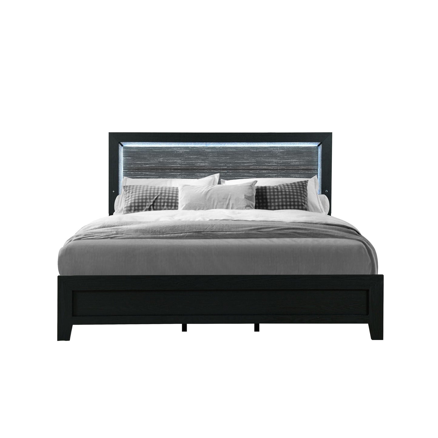 Carlos modern design bed with LED lighting, black wood platform bed by HouseOfZazla on Tampa Home & Garden Store