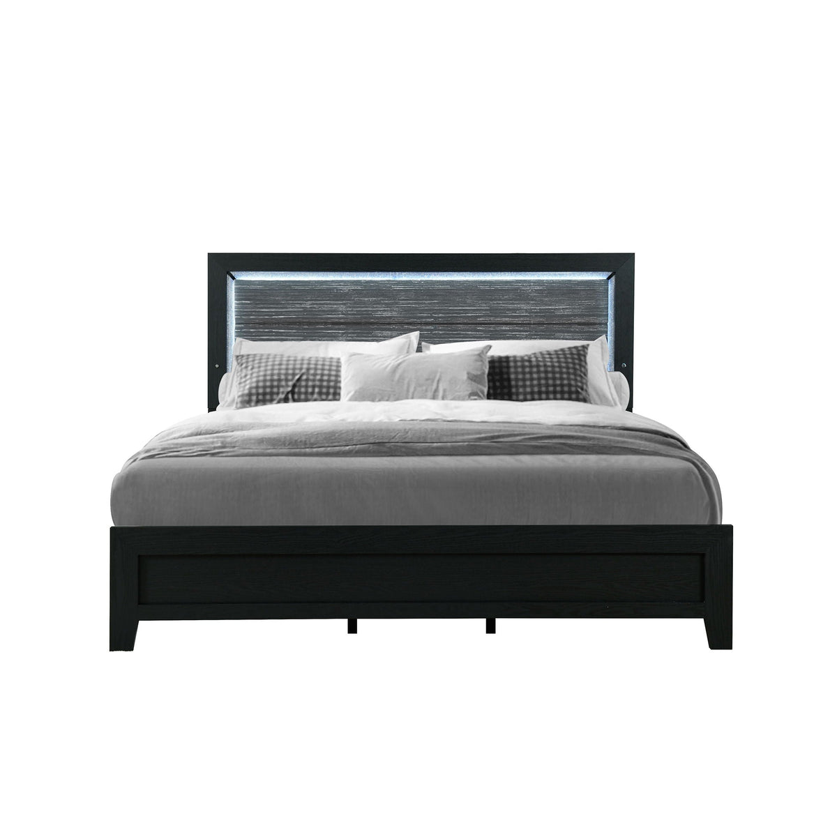 Carlos modern design bed with LED lighting, black wood platform bed by HouseOfZazla on Tampa Home & Garden Store