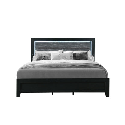 Carlos modern design bed with LED lighting, black wood platform bed by HouseOfZazla on Tampa Home & Garden Store