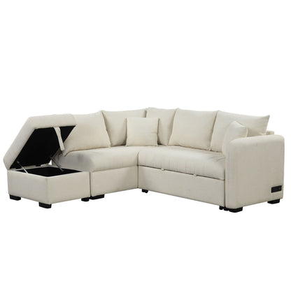 L Shaped Sectional Sofa Bed and Storage Ottoman