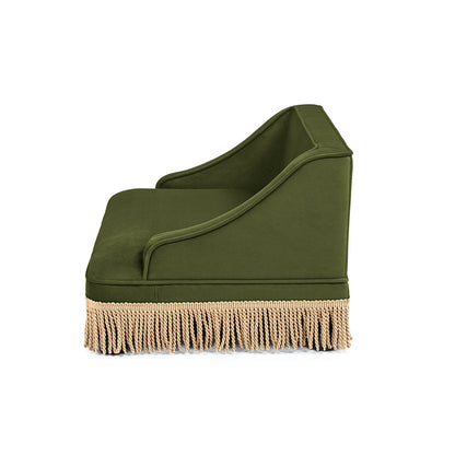 Duchess 33' Princess Pet Bed Sofa with Fringe Skirt olive green velvet pet chair fringe on Tampa Home & Garden Store