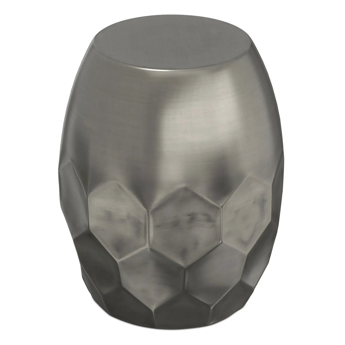 Flanigan metal accent table by Unique Piece Furniture in brushed steel with faceted design on Tampa Home & Garden Store