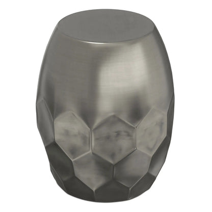 Flanigan metal accent table by Unique Piece Furniture in brushed steel with faceted design on Tampa Home & Garden Store
