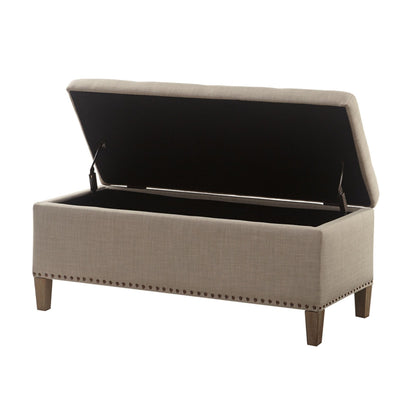 Modern tufted-top storage bench gray with soft-close lid, 400 lb capacity, HouseOfZazla on Tampa Home & Garden Store