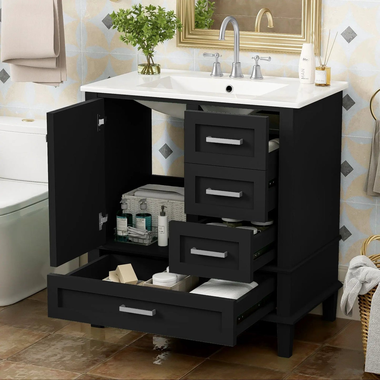 Bathroom Vanity With Sink Solid Wood Cabinet