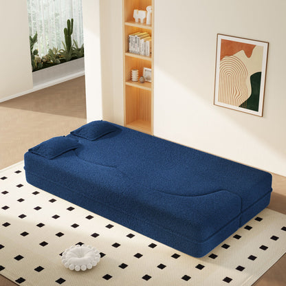Modern Floor Sleeper Sofa Bed And Two Pillows
