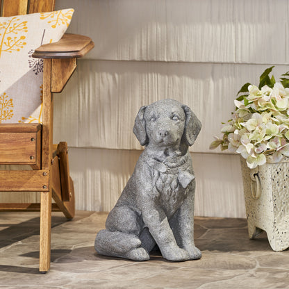 A Gray Mgo Dog Statue in Outdoor Garden Decor