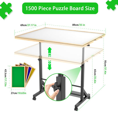 HouseOfZazla 360 Degree Tilting Puzzle Table with adjustable height and storage on stand on Tampa Home & Garden Store