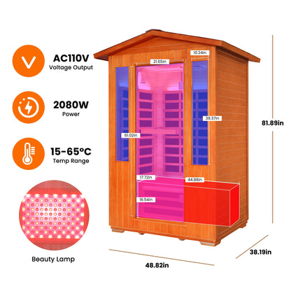 Outdoor sauna room for 2 people HouseOfZazla, natural wood cabin with glass door on Tampa Home & Garden Store