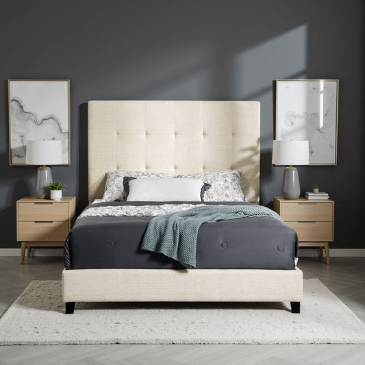 Tufted and Upholstered Platform Bed Frame