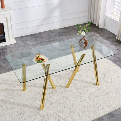 Sturdy Dining Table With Tempered Glass Surface