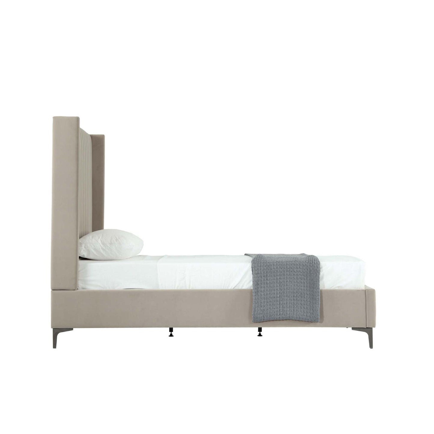 Promenade bed with upholstered beige headboard and slatted base, HouseOfZazla on Tampa Home & Garden Store