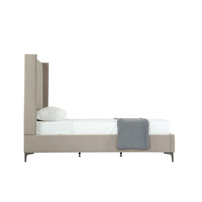 Promenade bed with upholstered beige headboard and slatted base, HouseOfZazla on Tampa Home & Garden Store
