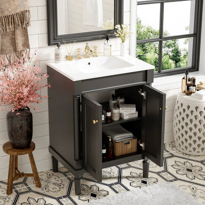 Bathroom Vanity with Top Sink and Dual Storage