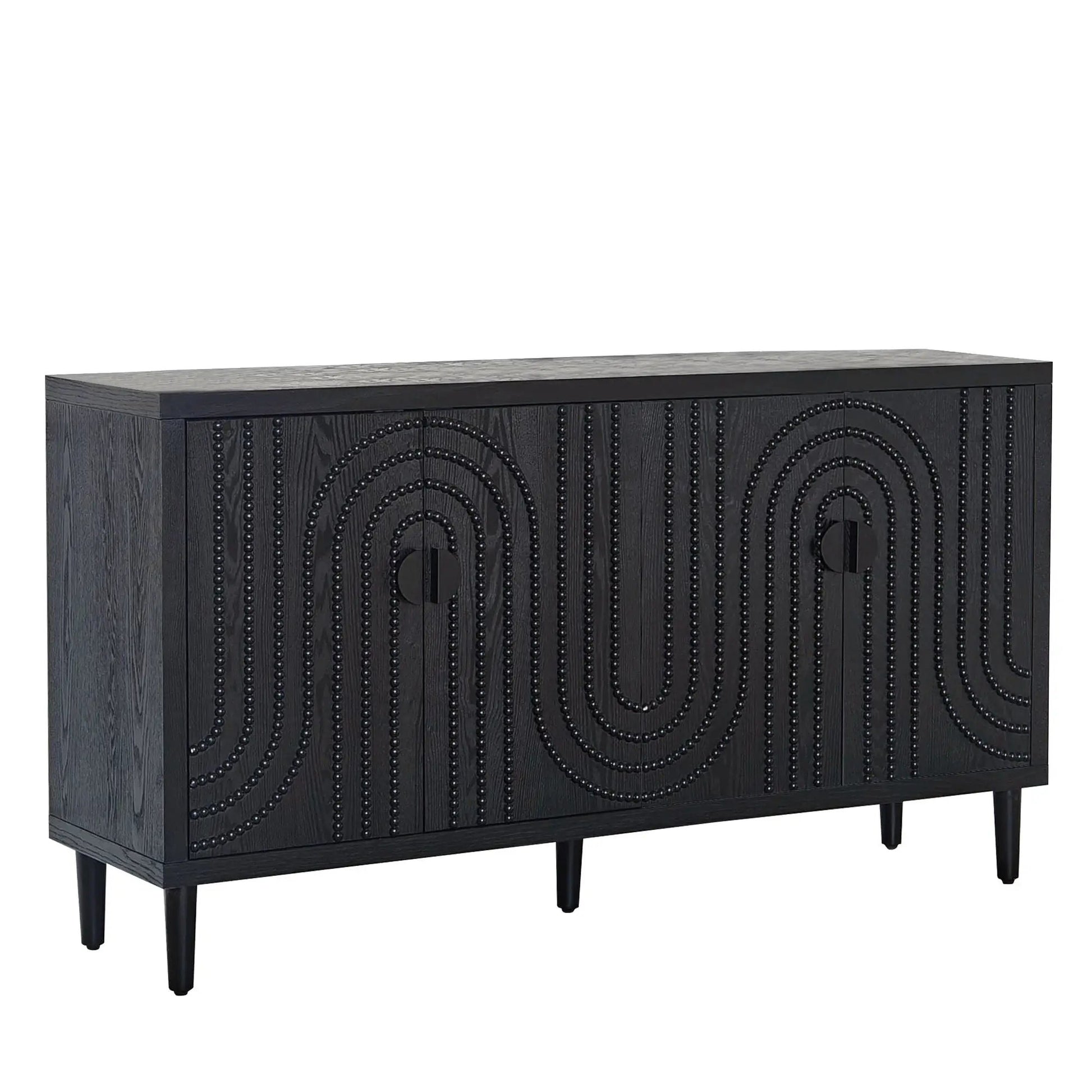 Sideboard cabinet black nailhead pattern by Unique Piece Furniture for dining storage on Tampa Home & Garden Store