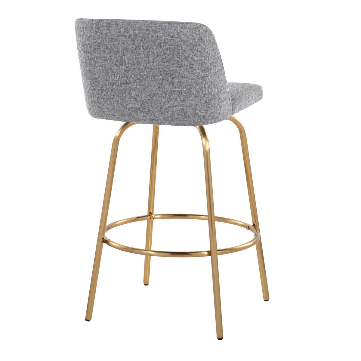 Toriano Contemporary fixed-height swivel counter stool set of 2 gray fabric with gold legs on Tampa Home & Garden Store