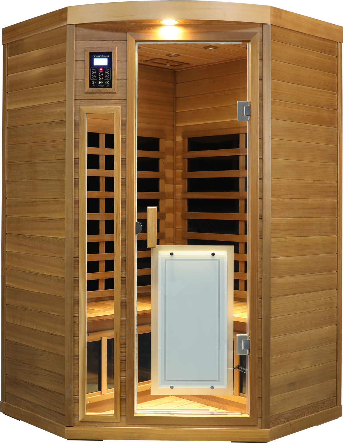 Low EMF Far-Infrared Two Person Sauna natural red cedar with LCD touch control HouseOfZazla on Tampa Home & Garden Store