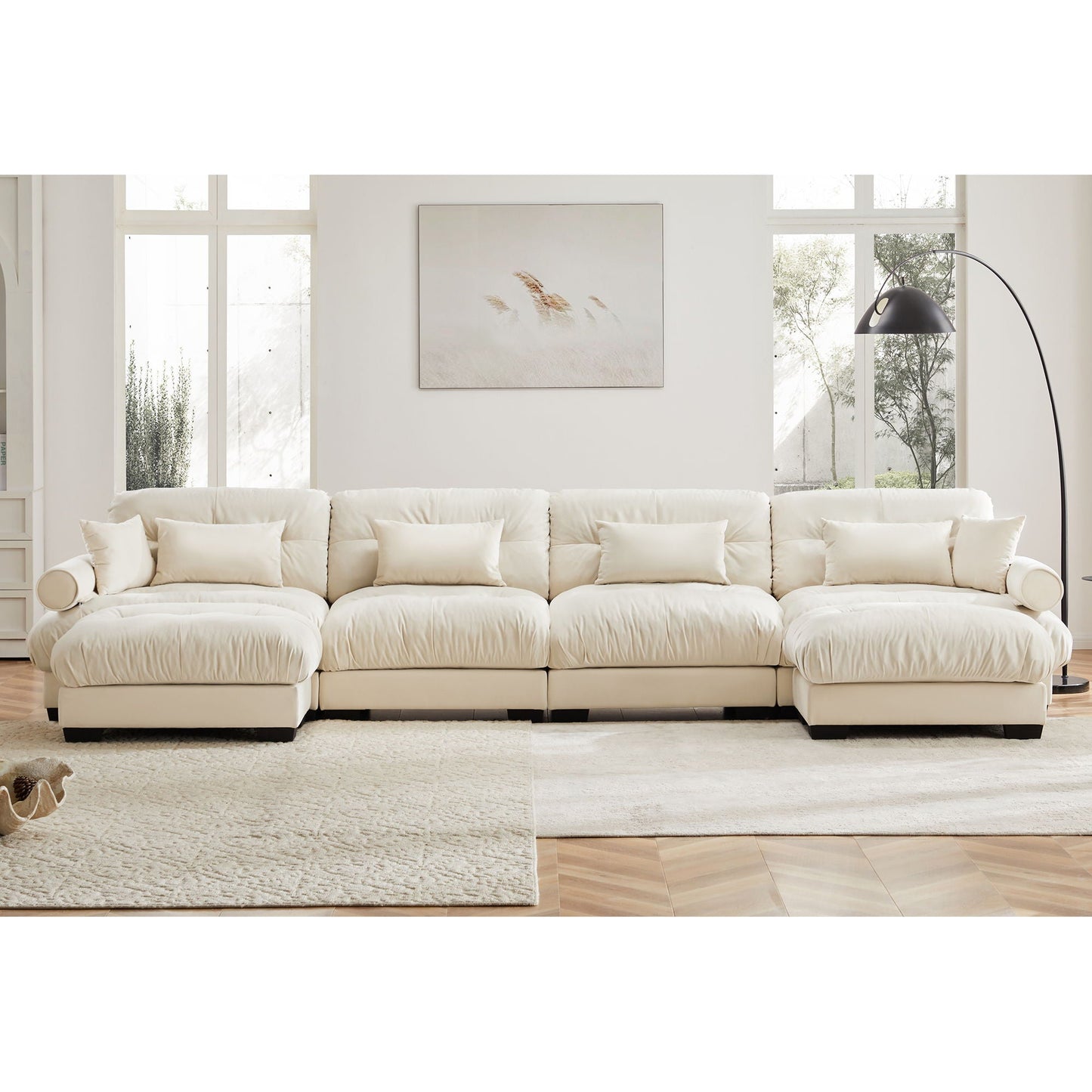 Oversized Modular Sofa with Movable Ottoman