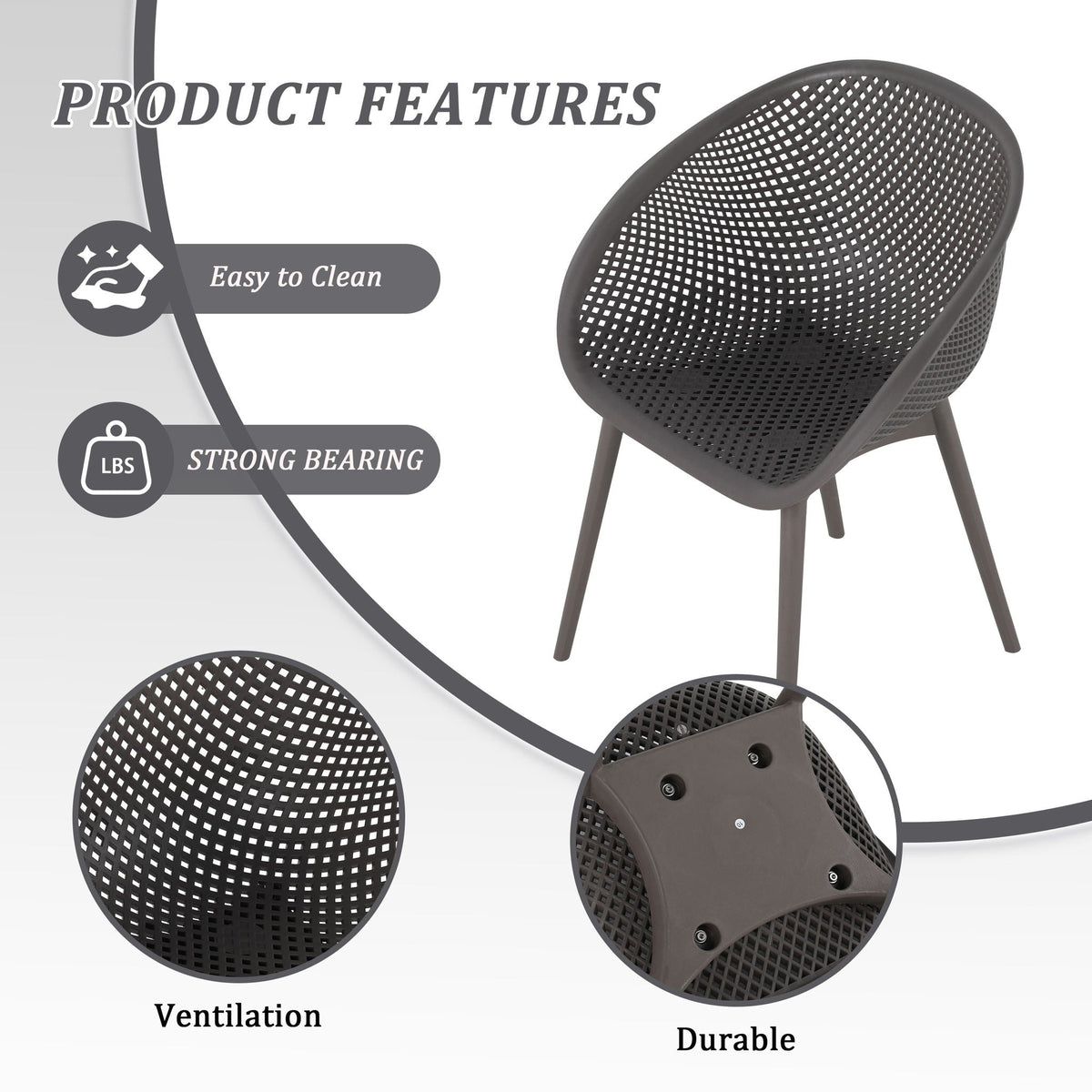 HouseOfZazla 3-Piece Outdoor Lounge Chair Set in dark gray all-weather polypropylene on Tampa Home & Garden Store