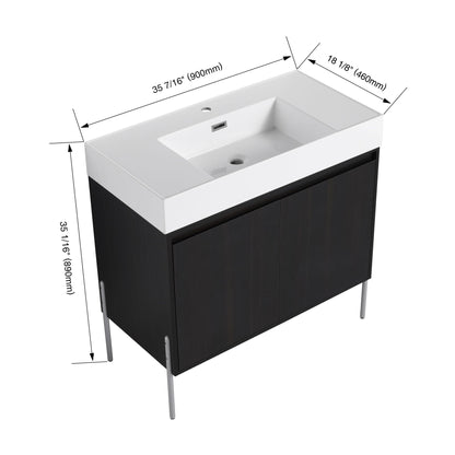 Freestanding bathroom vanity with white resin sink, dark cabinet and metal legs by HouseOfZazla on Tampa Home & Garden Store