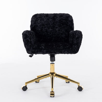 Office Chair with Rabbit Hair and Metal Base