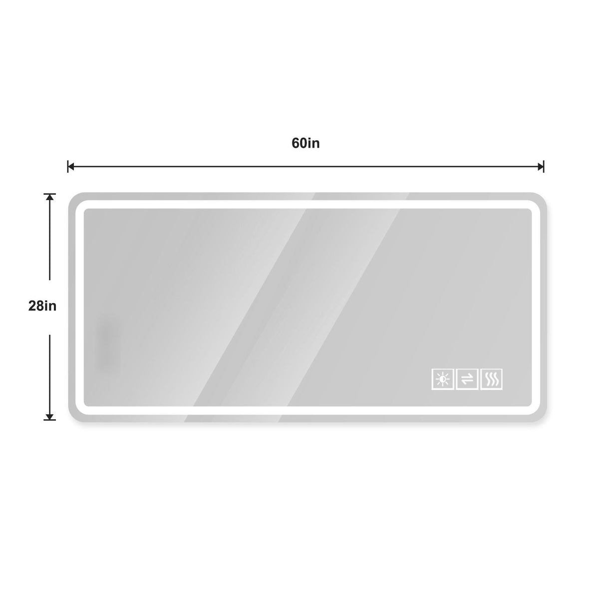LED bathroom mirror by HouseOfZazla, Pearl Silver with anti-fog lighting, 60in x 28in on Tampa Home & Garden Store