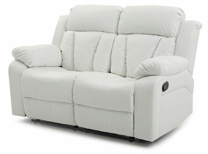 Cozy padded reclining loveseat in white upholstery with side lever by HouseOfZazla on Tampa Home & Garden Store