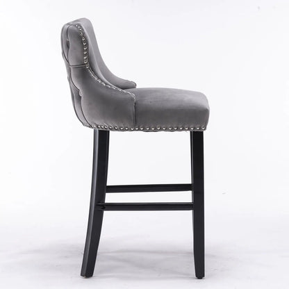 Contemporary Wing-Back Barstools with Tufting