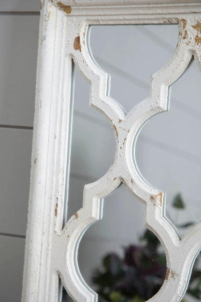 Distressed Floor Mirror Full Body White Finish